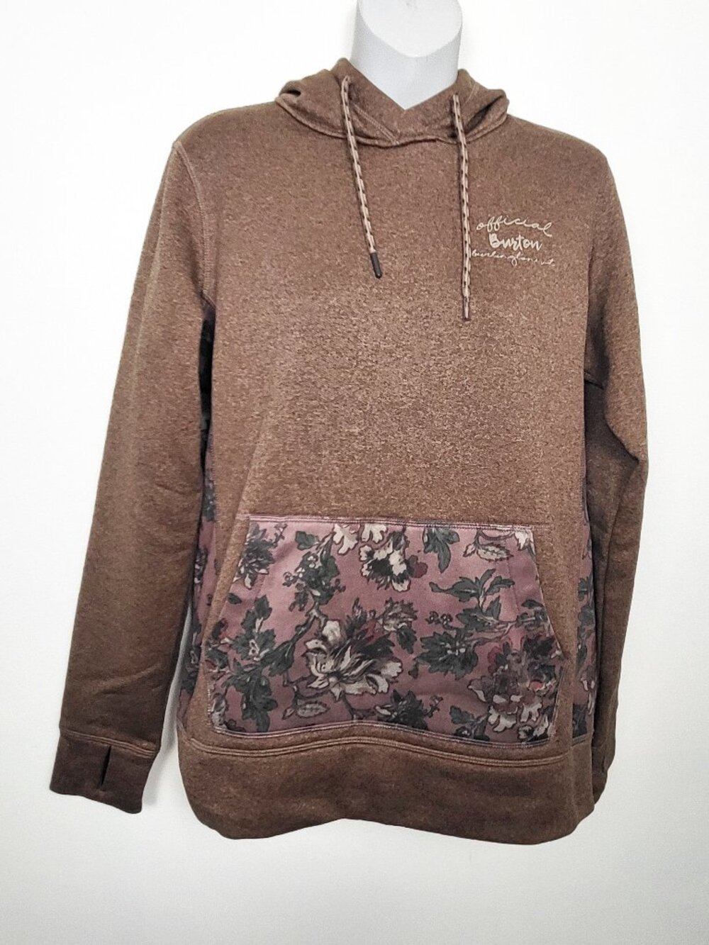 Burton Women's brown and floral pullover hoodie | Size MEDIUM